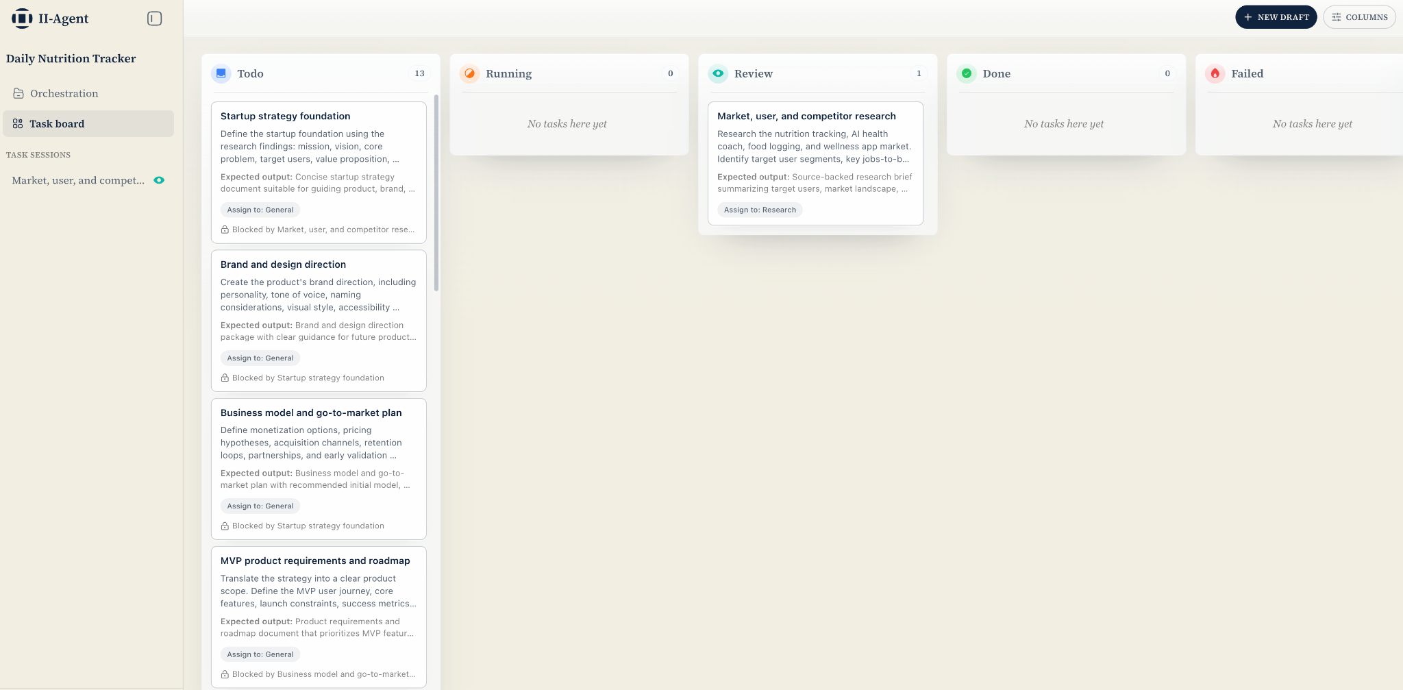 The Task Board Kanban view